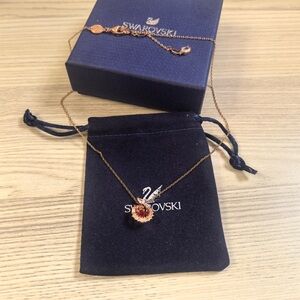 Swarovski Gold Necklace with Fiery Red Crystal